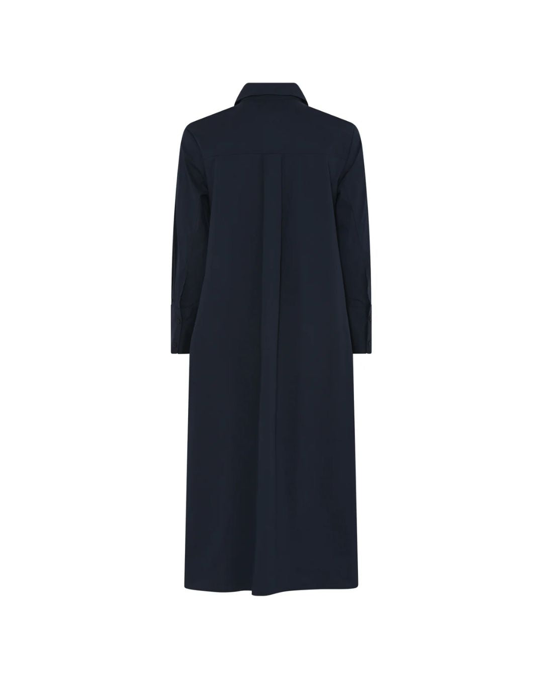 Kamilla Shirt Dress i navy – elegant og alsidig skjortekjole i Vilma-kvalitet, der kombinerer bomuld med polyamid og elastan.