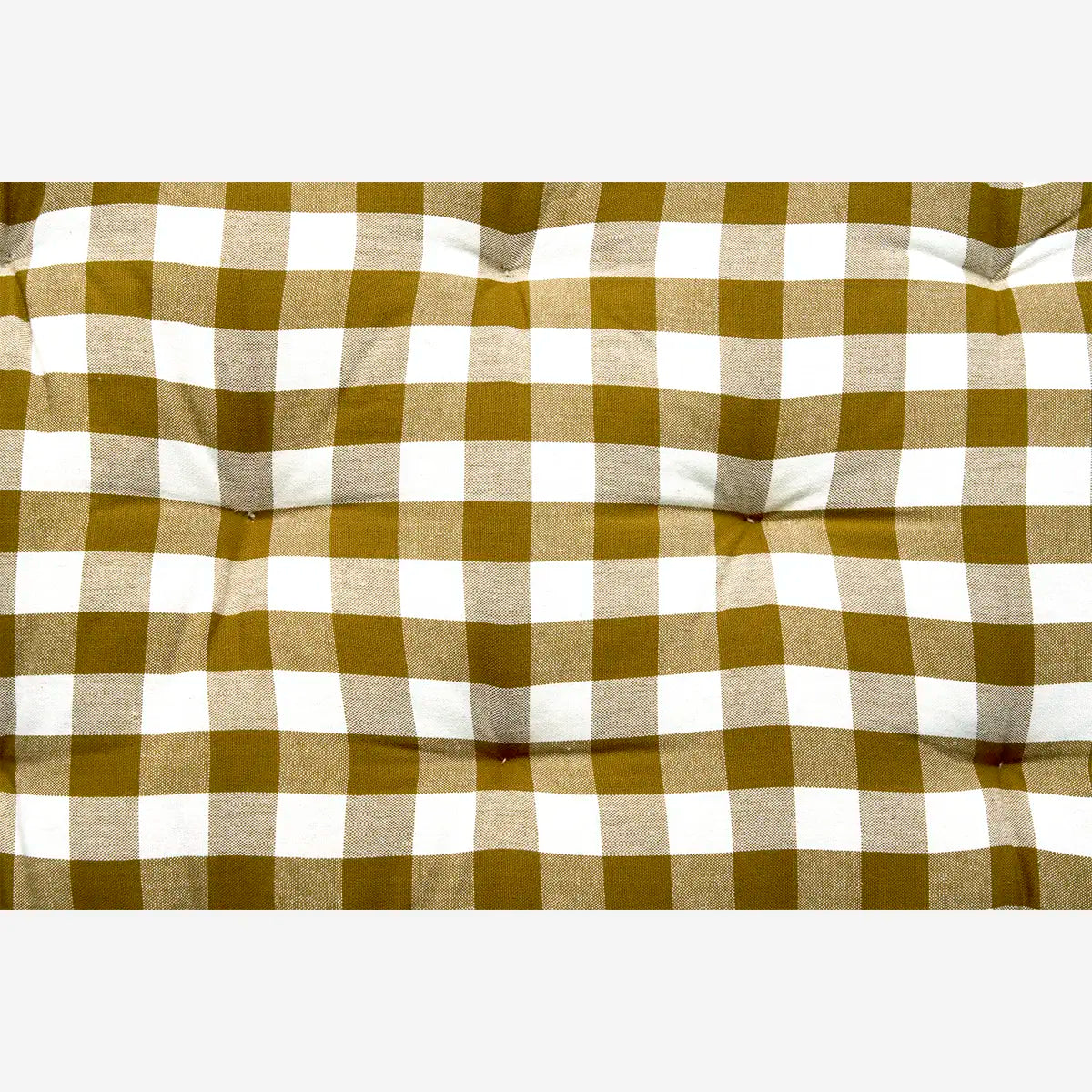 Ternet bomuldsmadras 45x125 cm i mustard og hvid til bænk inde og ude