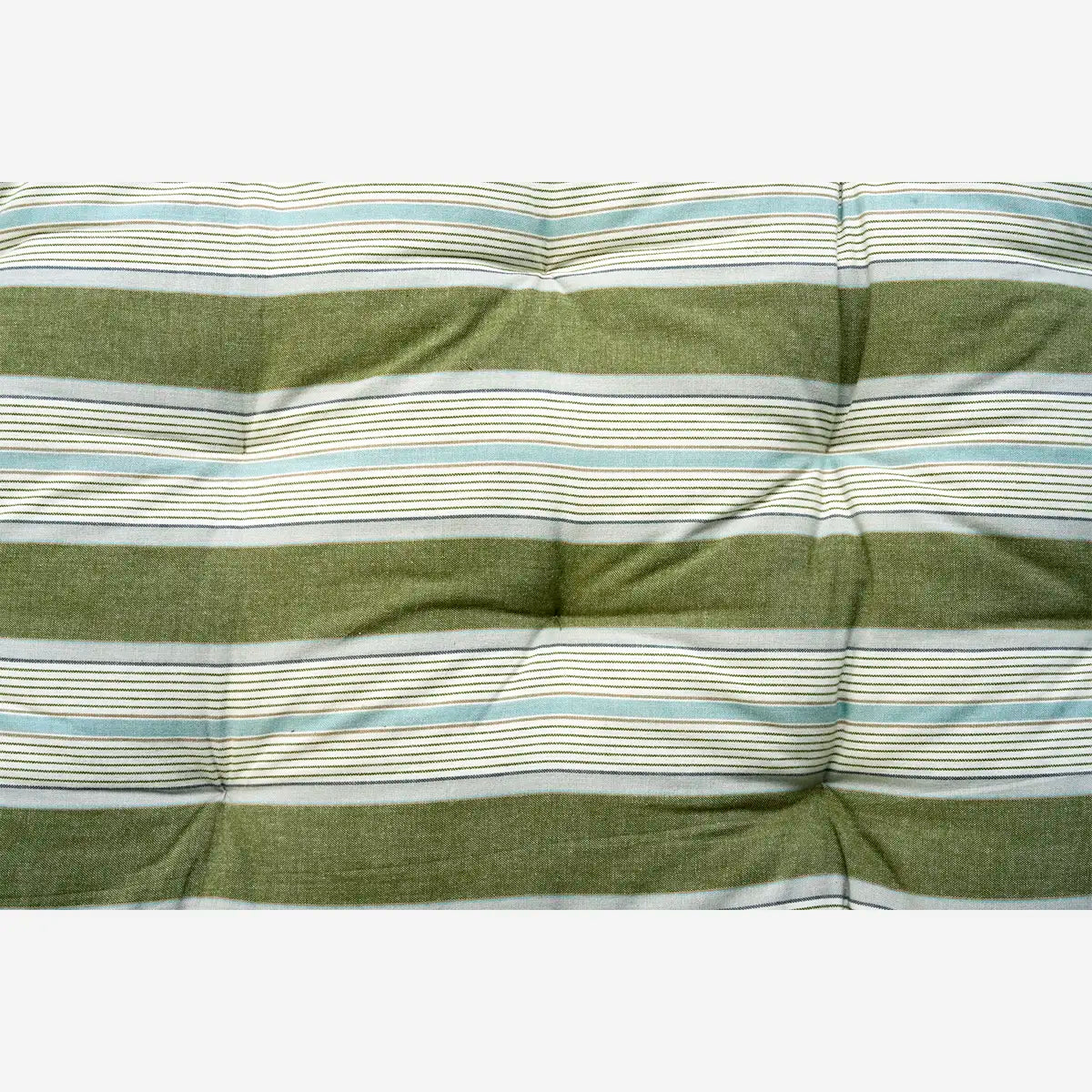 Stribet bomuldsmadras 70x180 cm i grøn, hvid, lyseblå og grå inspireret af dansk folkestil