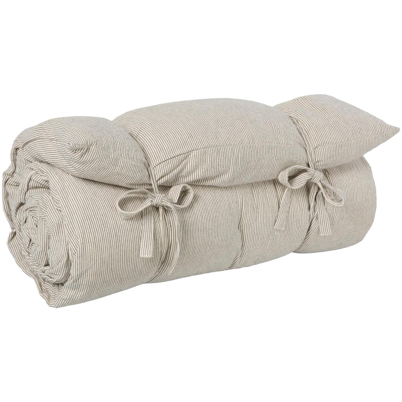 Madras med smalle sorte striber 70x190 cm til lounge og solseng – køb hos Butik Alrum