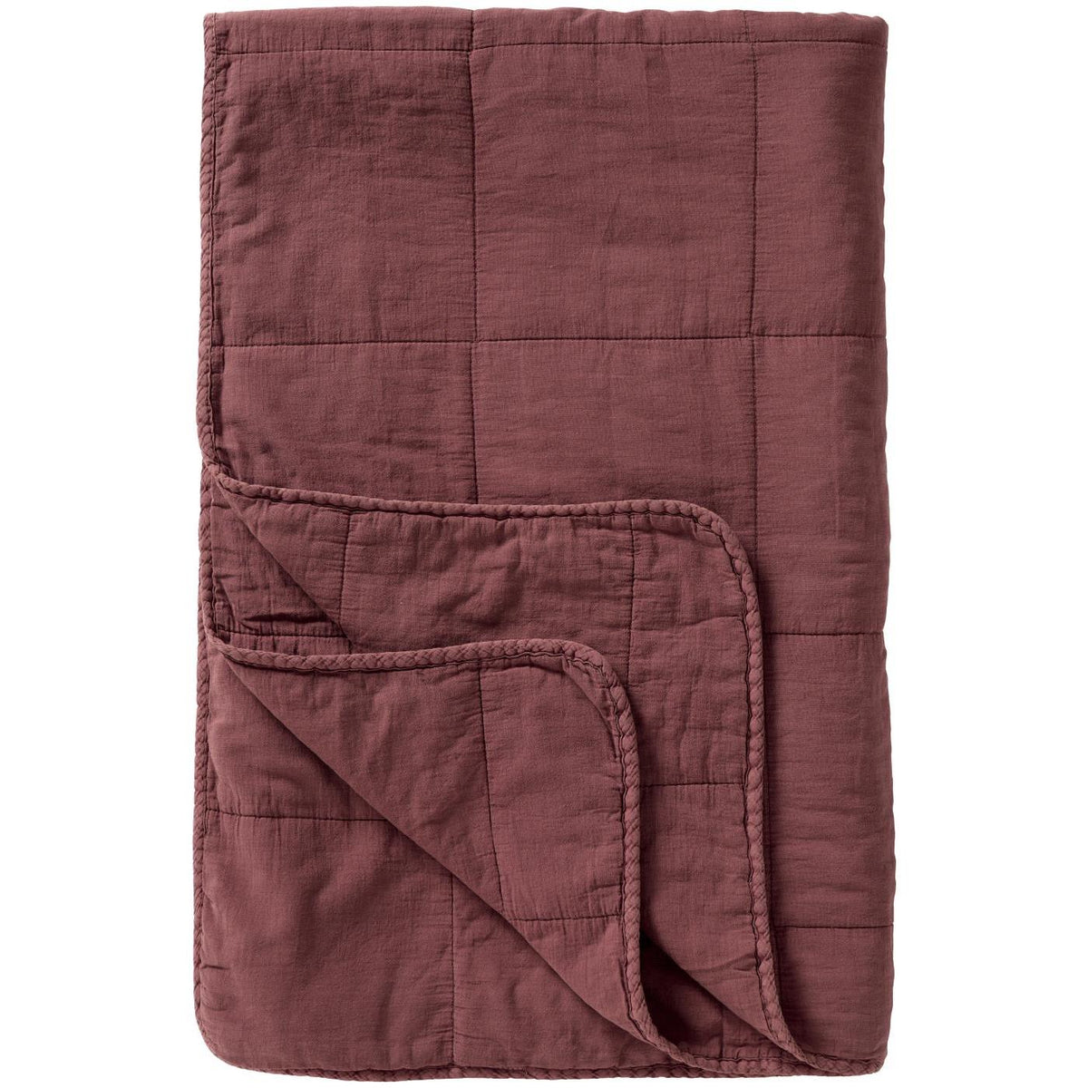 Vintage Quilt i Dusty Plum i 100% bomuld med stenvasket finish, 130 x 180 cm – køb hos butikalrum.dk.
